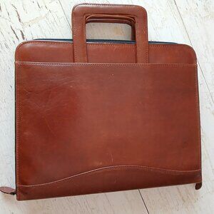 Vtg SCULLY Brown Leather Briefcase Planner Portfolio 3 Ring Binder Handles 13x11